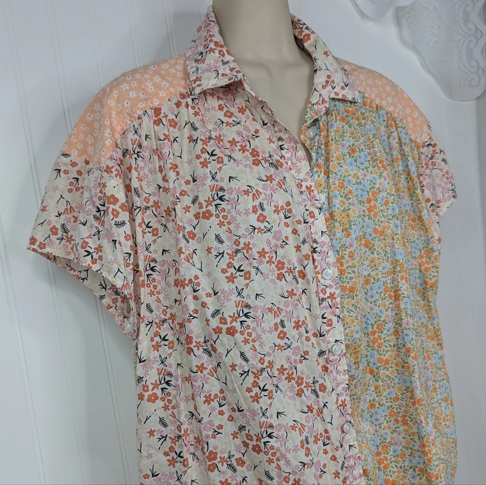 AE American Eagle Floral Patchwork Camp Shirt S & M - Picture 5 of 15